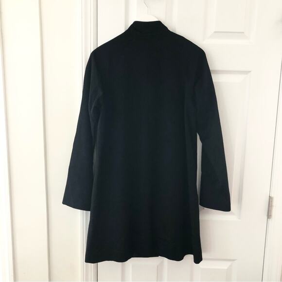 Jane Post Black Cashmere Blend Snap Button High Neck Classic A Line Coat Small - Picture 9 of 15